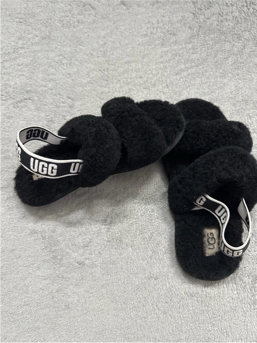 Ugg Oh-Yeah Girls TD 'Black' Slides 1116636T Size 12 - Picture 4 of 7